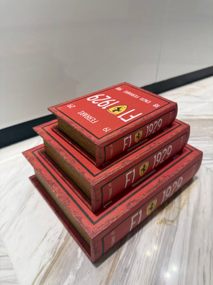 Vintage Racing-Inspired Hidden Storage 3-pieces Book set