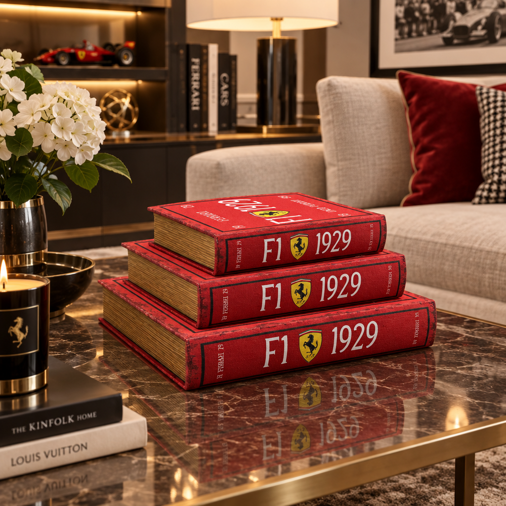 Vintage Racing-Inspired Hidden Storage 3-pieces Book set