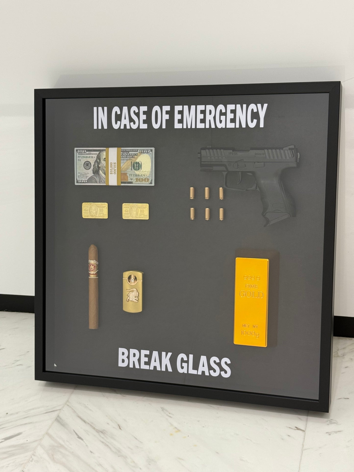 In Case of Emergency Luxury Shadow Box Frame – The Ultimate Statement Piece