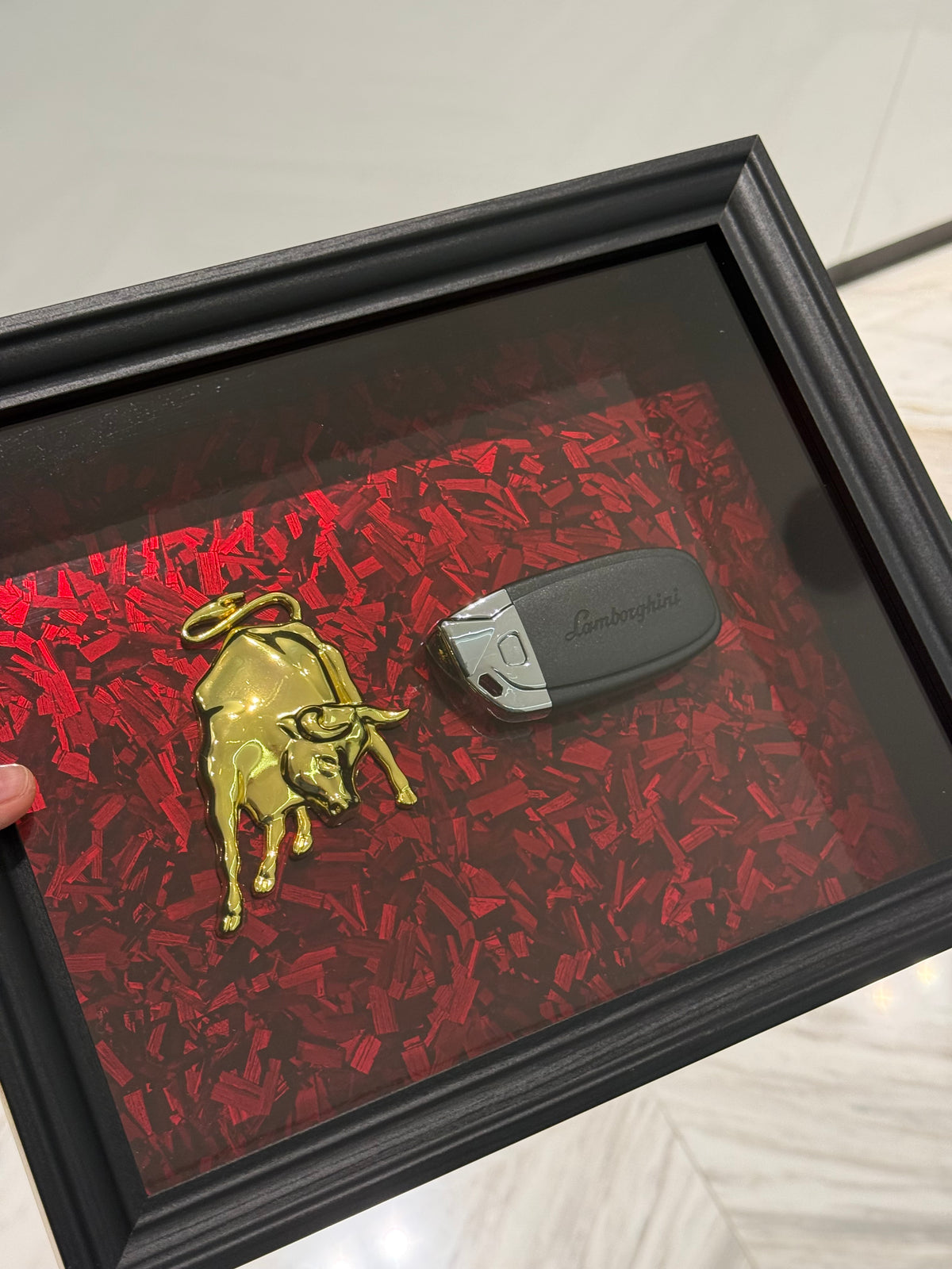 Bull & Key Shadow Box Frame – Luxury Automotive Inspired Wall Art
