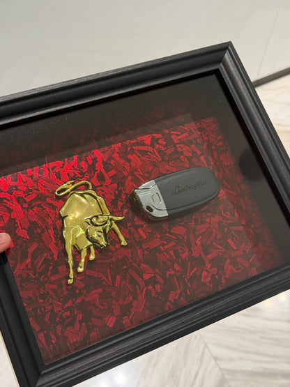 Bull & Key Shadow Box Frame – Luxury Automotive Inspired Wall Art
