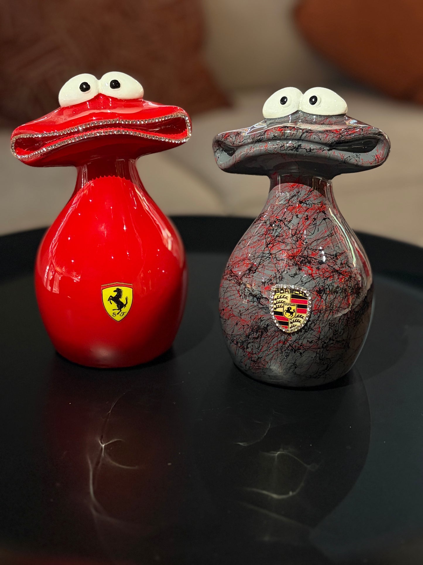 Luxury Motorsport Frog Sculpture Supercar Inspired Collectible Art