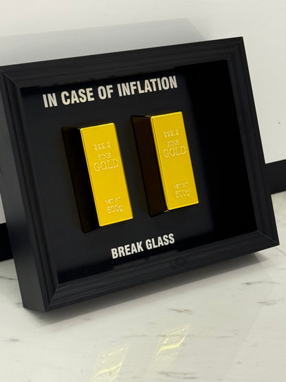 In Case of Inflation – Statement Box Frame with Two 500g Bars