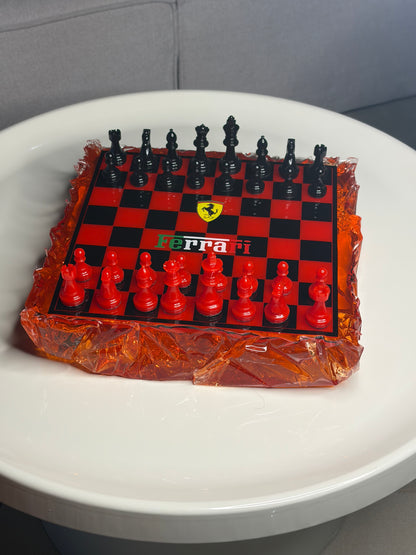 Chess Board Set Ferrari inspired red and black