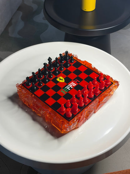 Chess Board Set Ferrari inspired red and black