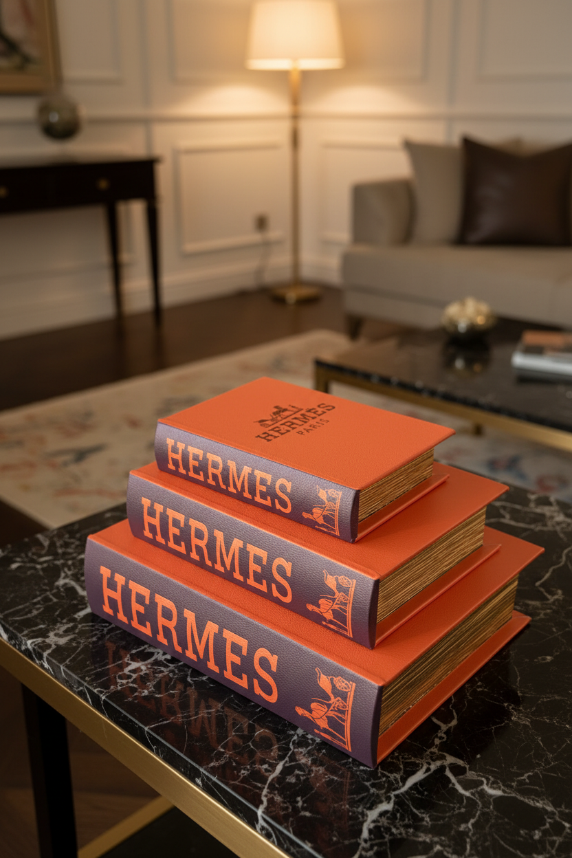 Luxury Decorative Book Set with Hidden Storage & Designer Figures