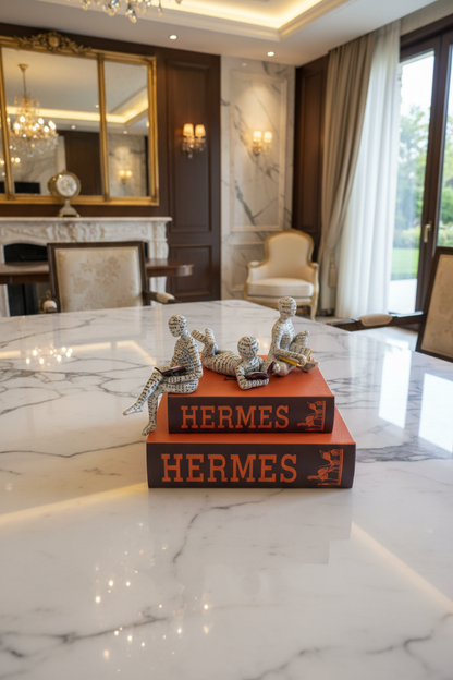 Luxury Decorative Book Set with Hidden Storage & Designer Figures