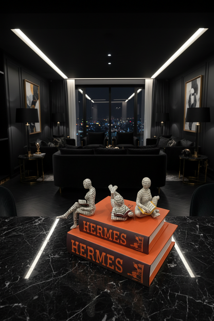 Luxury Decorative Book Set with Hidden Storage & Designer Figures