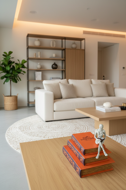 Luxury Decorative Book Set with Hidden Storage & Designer Figures