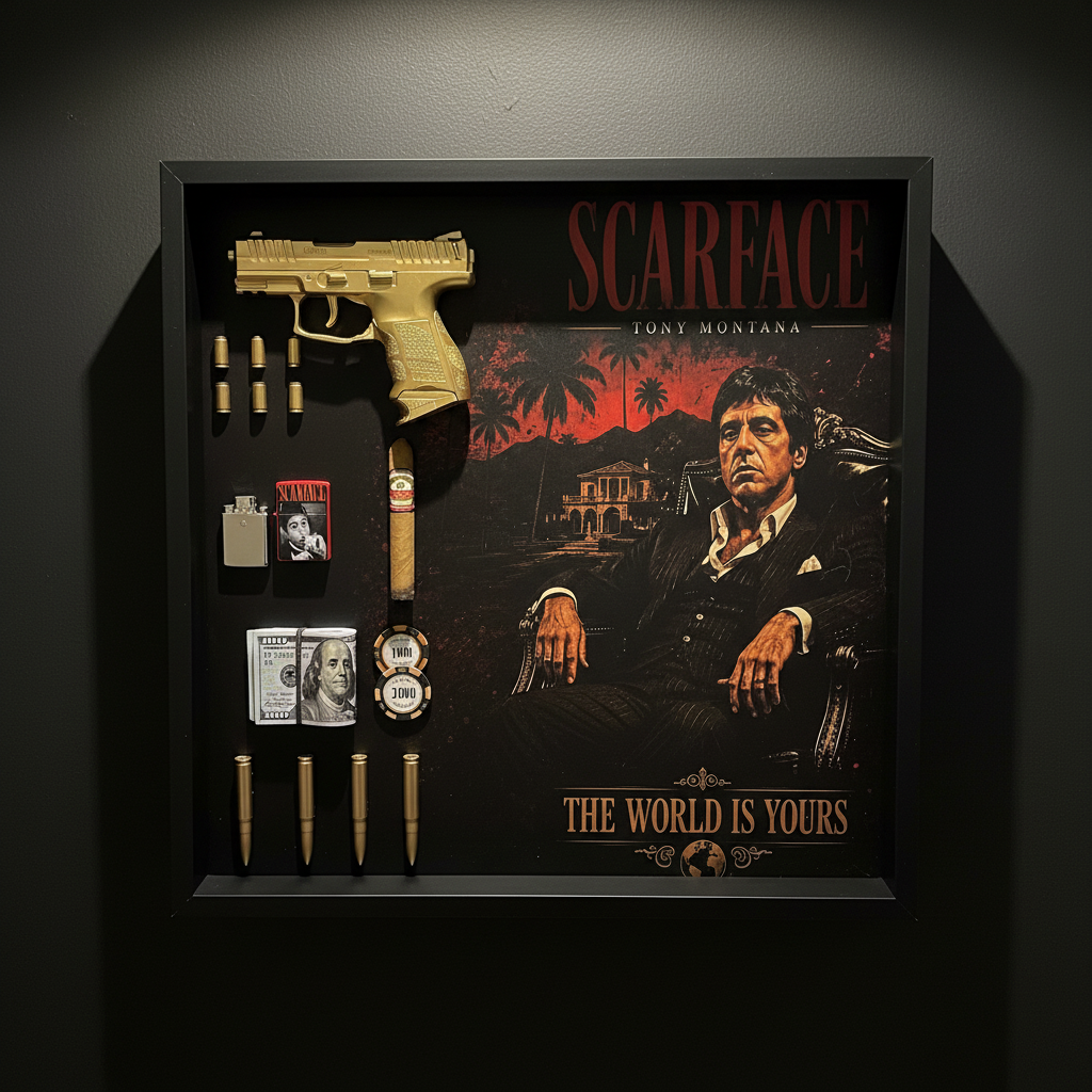 Scarface-Inspired Luxury Box Frame – “The World Is Yours”