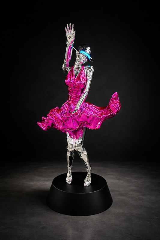 Chrome Couture Sculpture – Luxury Pink Statement Art Piece