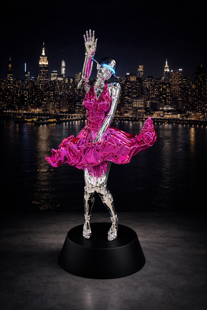 Chrome Couture Sculpture – Luxury Pink Statement Art Piece