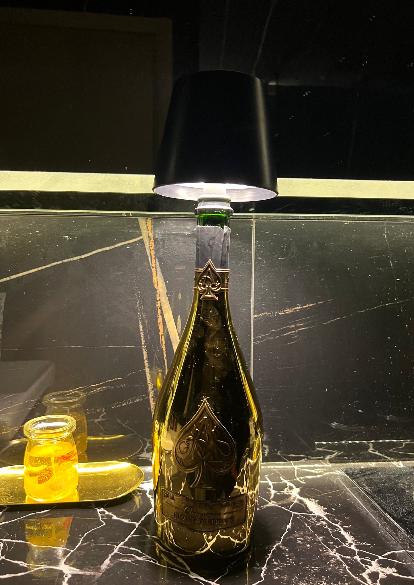 Black Bottle Lamp ACE Champagne Gold