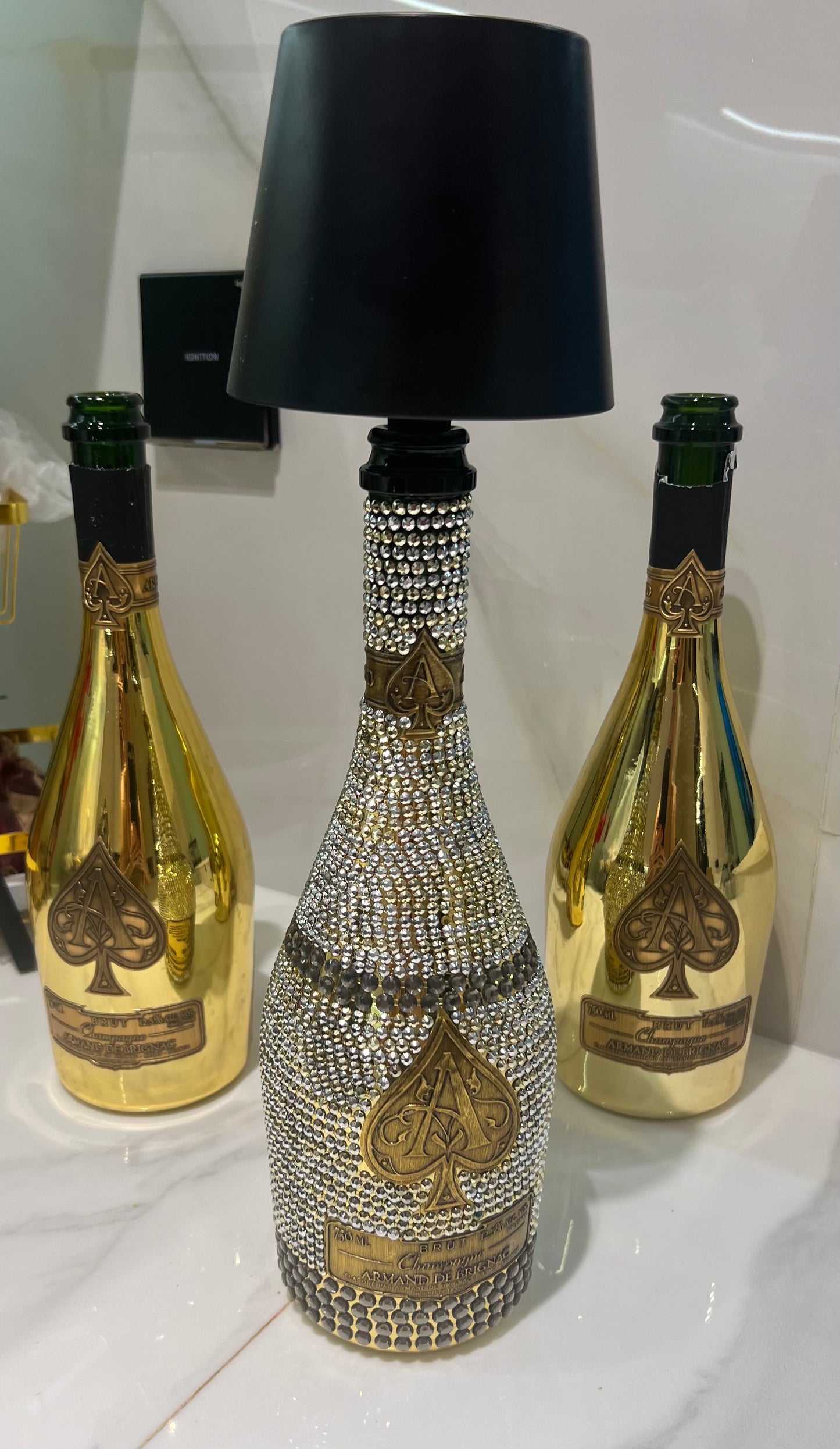 Rhinestone Bottle Lamp ACE  Champagne