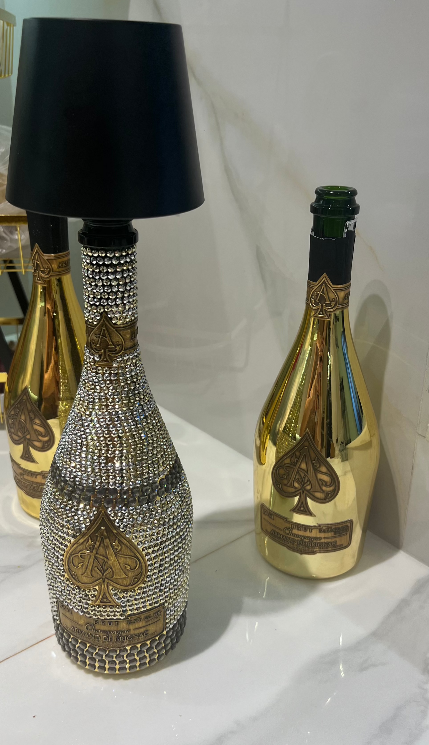 Rhinestone Bottle Lamp ACE  Champagne