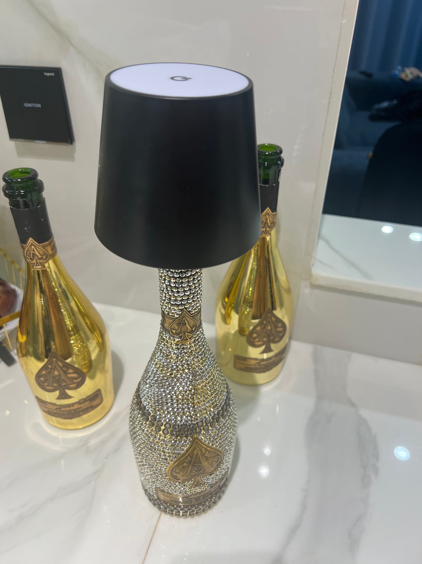 Rhinestone Bottle Lamp ACE  Champagne