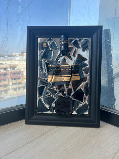 Double Black Broken Bottle Mirror Frame Art