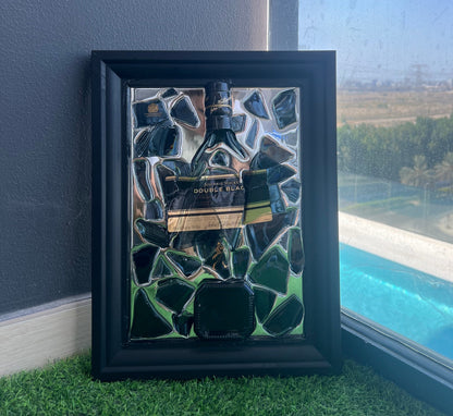 Double Black Broken Bottle Mirror Frame Art