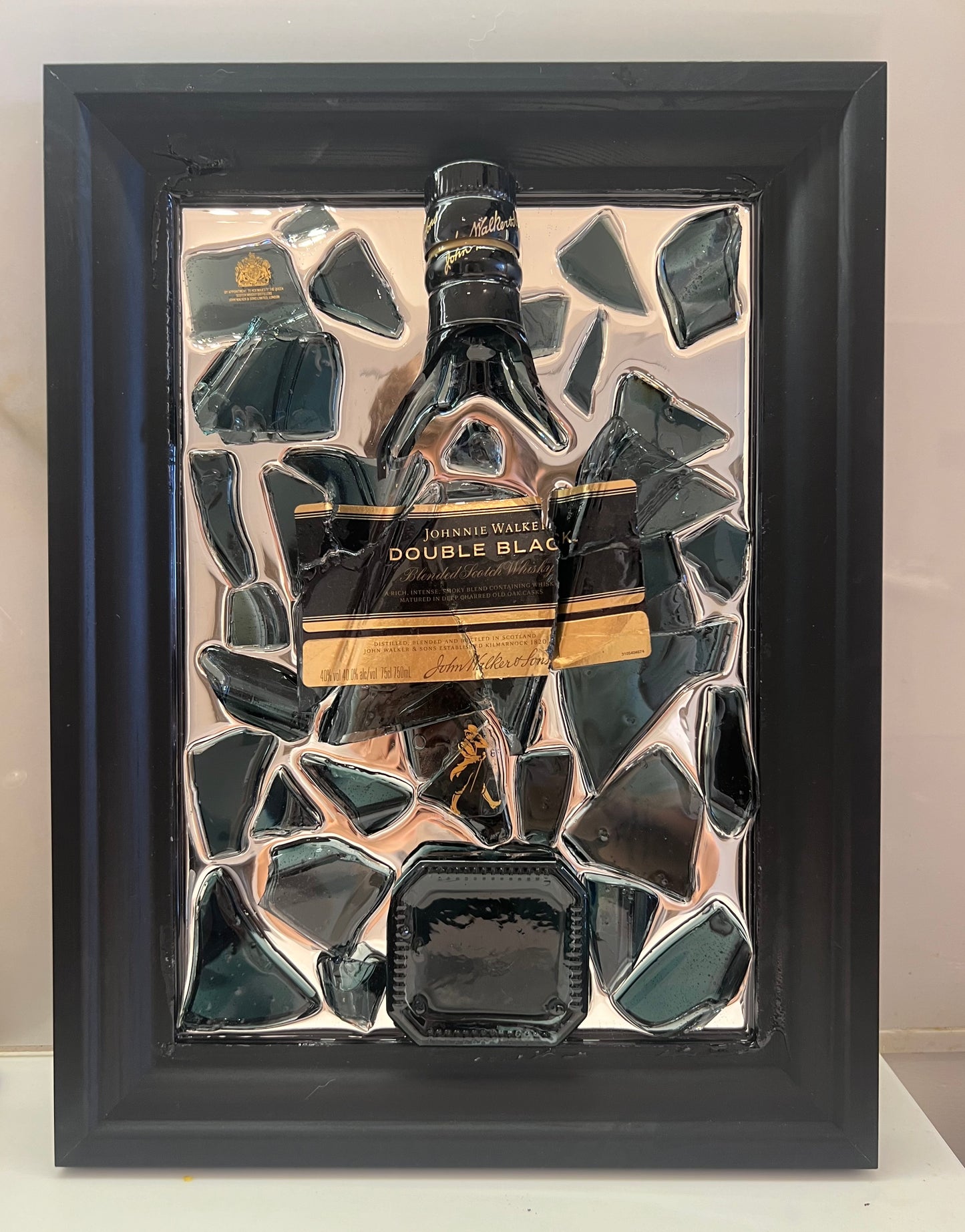 Double Black Broken Bottle Mirror Frame Art