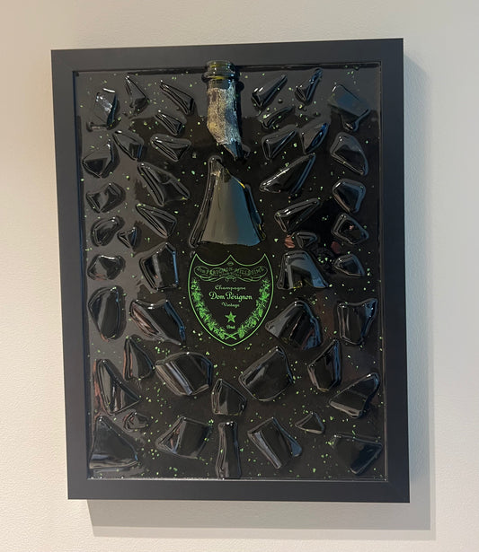 Dom Perignon Champagne Broken Bottle Art Frame