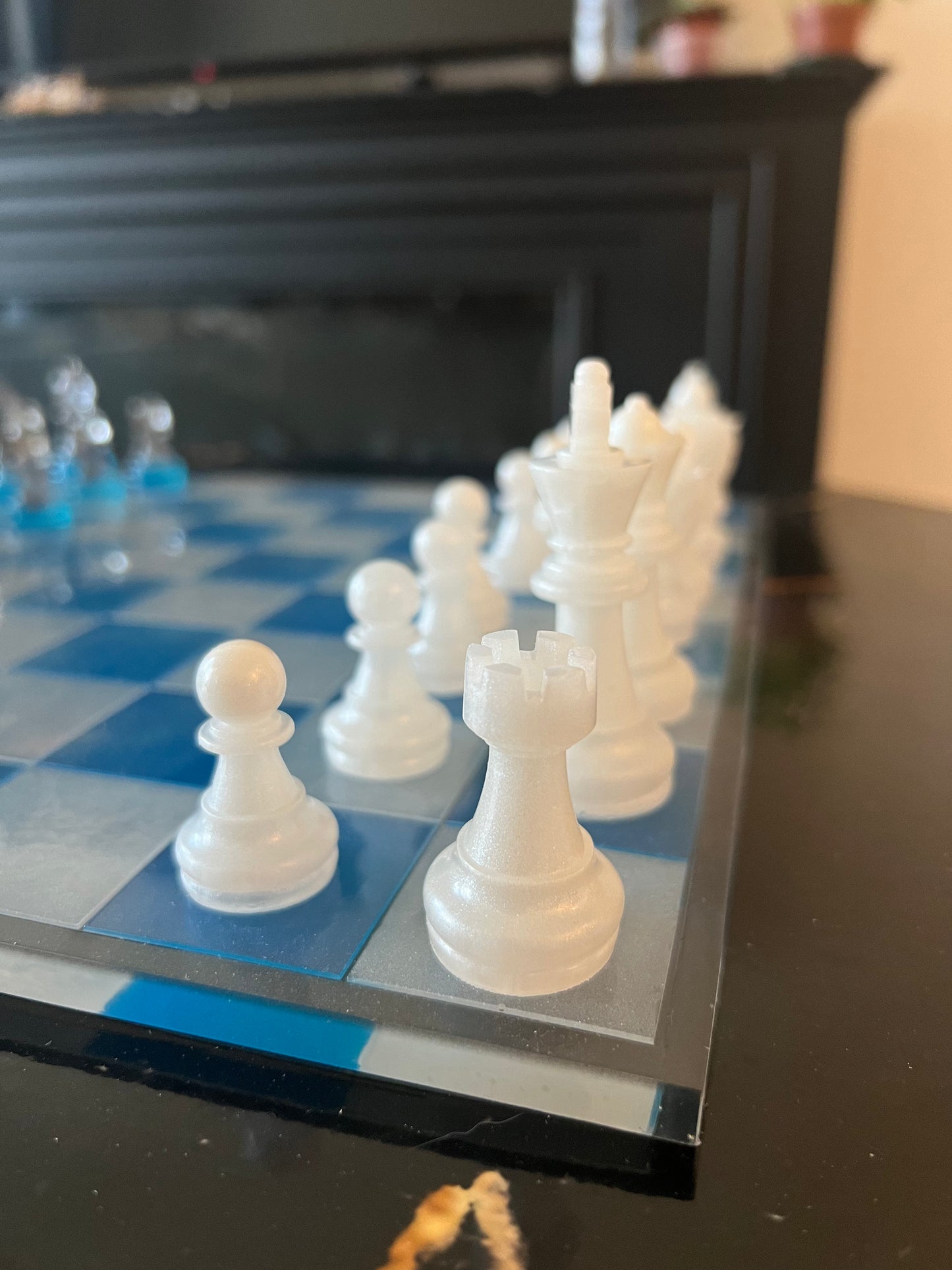 Chess Board Set Game Self made blue white