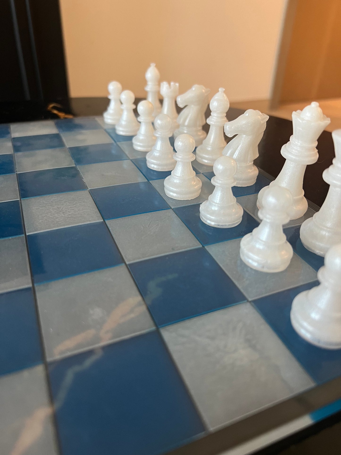 Chess Board Set Game Self made blue white