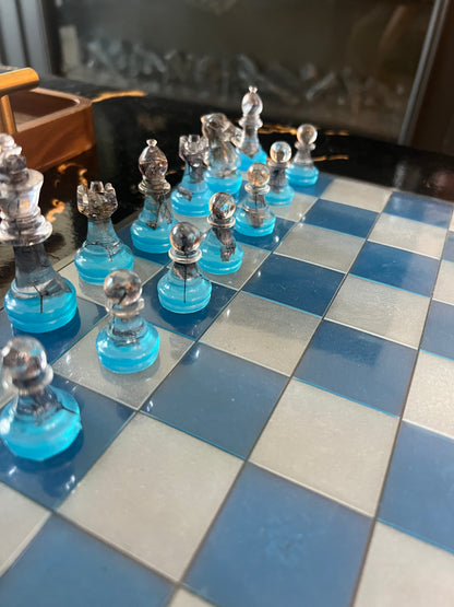 Chess Board Set Game Self made blue white