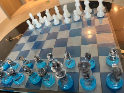 Chess Board Set Game Self made blue white