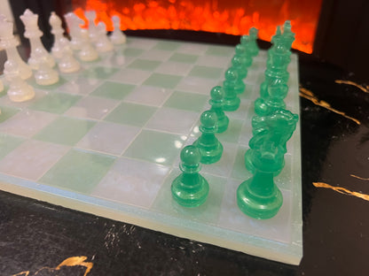 Chess Board Set Game white and mint