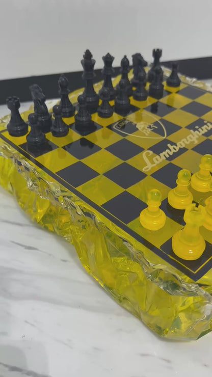 Chess Board Set Lamborghini yellow and black