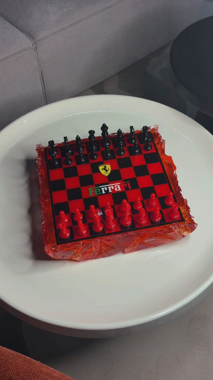 Chess Board Set Ferrari inspired red and black