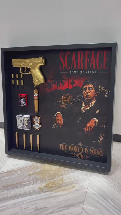 Scarface-Inspired Luxury Box Frame – “The World Is Yours”