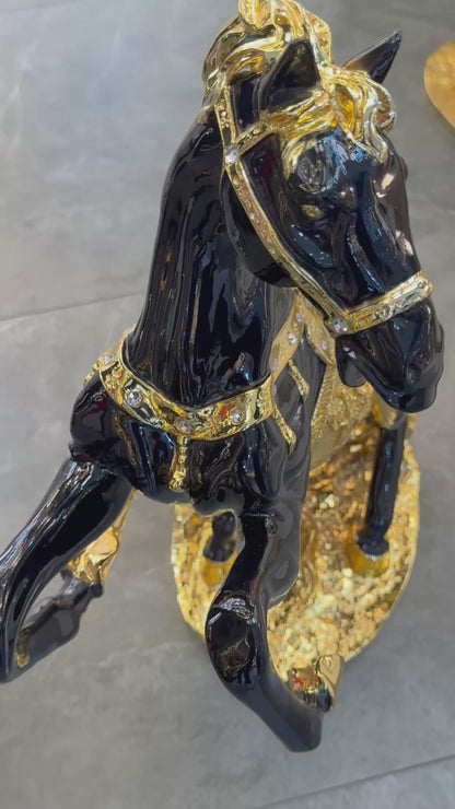 Black & Gold Horse Sculpture – A Symbol of Power, Prestige, and Victory