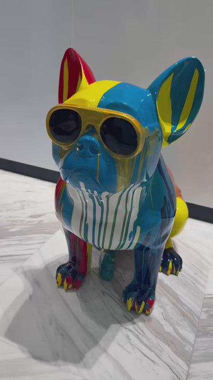 Colorful Dog Sculpture with sunglasses