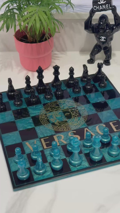Chess Board Set Versace Game green and black