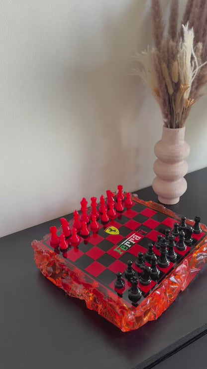 Chess Board Set Ferrari inspired red and black
