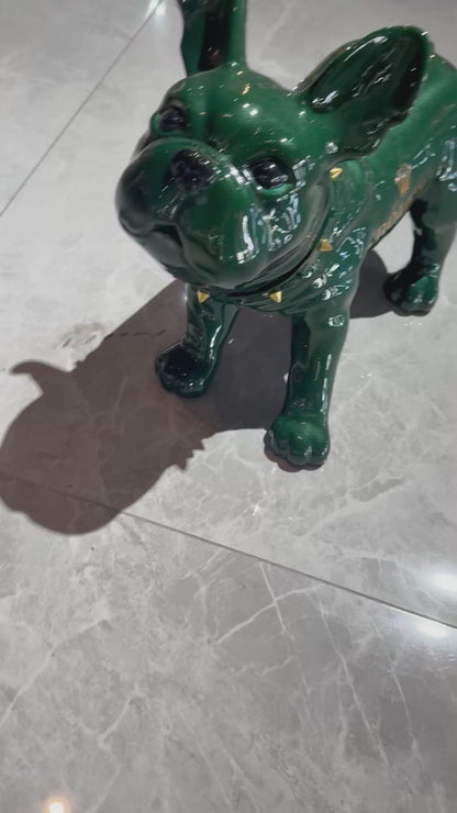 Green Rolex Dog Sculpture – Luxury Loyalty in Art Form