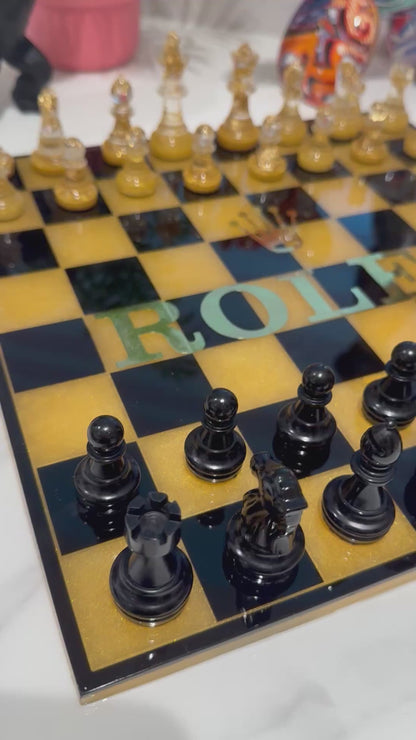 Chess Board Set Rolex Game gold and black