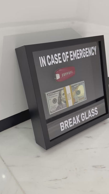In Case of Emergency Box Frame – Ferrari Key & Luxury Cash Stack
