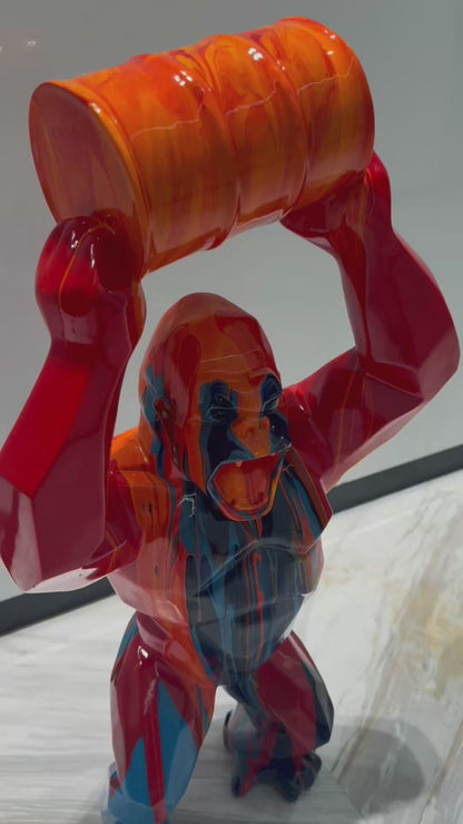 Red Gorilla Sculpture colorful