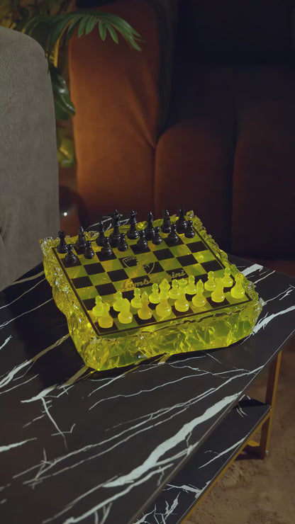 Chess Board Set Lamborghini yellow and black