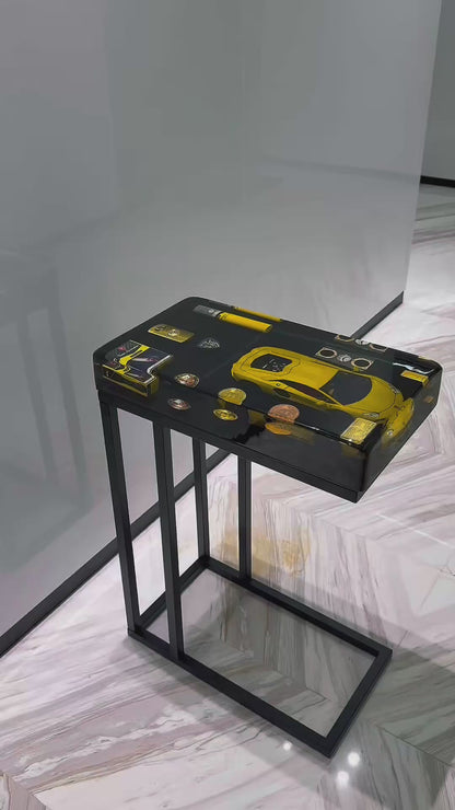Lamborghini yellow Square Side Table